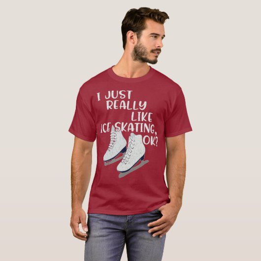 Ice Skater Gift Ik hou echt van ijsschaatsen T-shirt (Voorkant volledig)