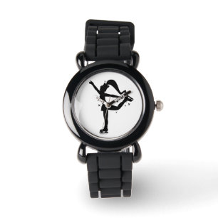 Ice Skater in Silhouette Horloge