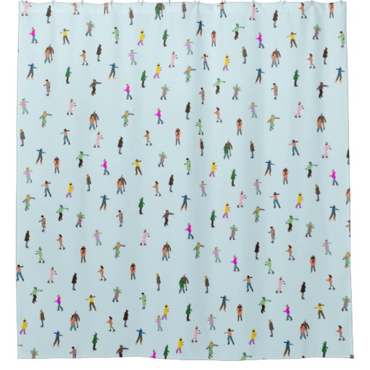 Ice Skaters op het meer │ kerstmis Douchegordijn (Voorkant)