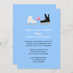 Ice Skaters Wedding Invitation Kaart