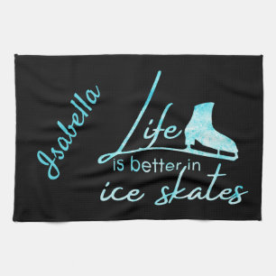 Ice Skatewel blauw schaats blauw blauw leven beter Theedoek