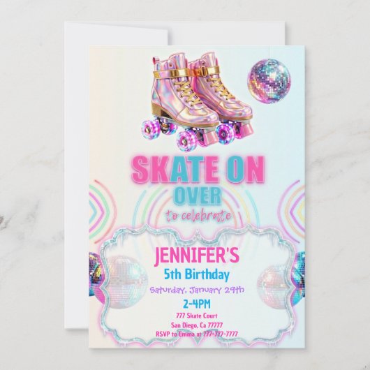 Ice Skating Birthday Invitation (Devant)