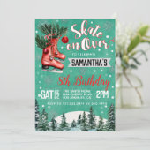Ice Skating Birthday Invitation Kaart (Staand voorkant)