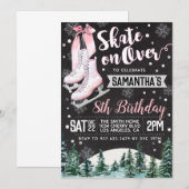 Ice Skating Birthday Invitation Kaart (Voorkant / Achterkant)