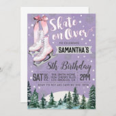 Ice Skating Birthday Invitation Kaart (Voorkant / Achterkant)