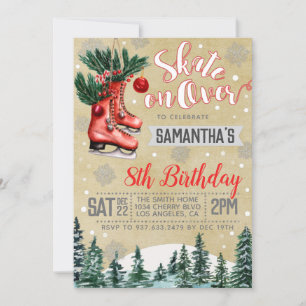 Ice Skating Birthday Invitation Kaart