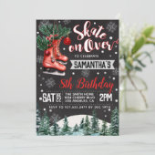 Ice Skating Birthday Invitation Kaart (Staand voorkant)