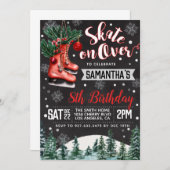 Ice Skating Birthday Invitation Kaart (Voorkant / Achterkant)