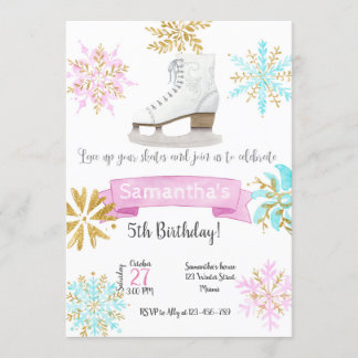 Ice Skating Birthday Invitation Kaart