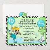 Ice Skating Birthday Invitation zebra print Kaart (Voorkant / Achterkant)