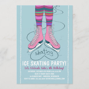 Ice Skating Birthday Party Invitation Kaart