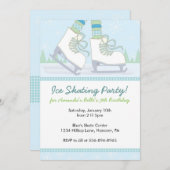 Ice Skating Birthday Party Invitations Kaart (Voorkant / Achterkant)
