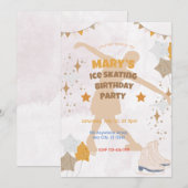 Ice Skating Birthday Party Kaart (Voorkant / Achterkant)