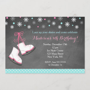 Ice Skating Chalkboard Birthday Invitations Kaart