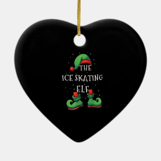 Ice Skating Elf Funny Matching Family KerstPa Keramisch Ornament (Achterkant)