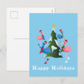 Ice Skating Flamingos-kerstKaart Feestdagenkaart (Voorkant / Achterkant)