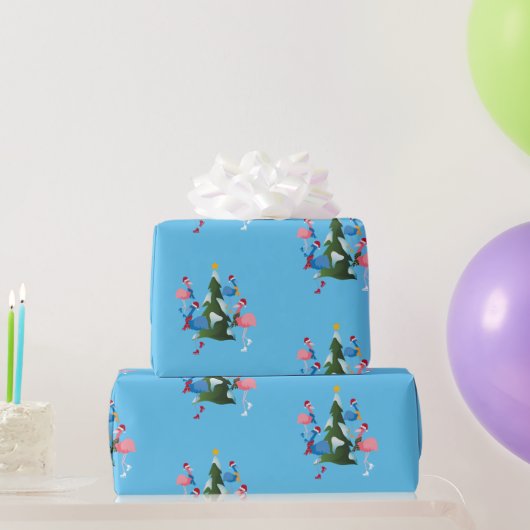 Ice Skating Flamingos met Kerstmis met Kerstmis Cadeaupapier (Feestgeschenken)