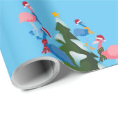 Ice Skating Flamingos met Kerstmis met Kerstmis Cadeaupapier (Rol Hoek)