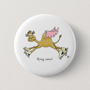 Ice Skating Flying Camel Ronde Button 5,7 Cm