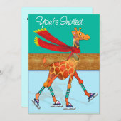 Ice Skating Giraffe met Scarf bij Rink Kaart (Voorkant / Achterkant)