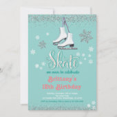 Ice Skating Girl Birthday Party Invitation (Voorkant)