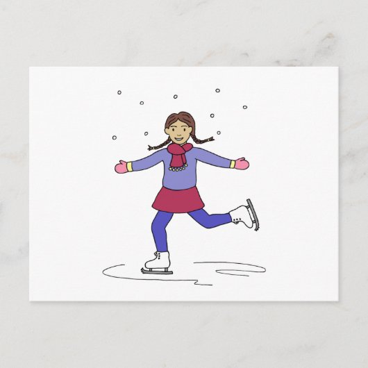 Ice Skating Girl Briefkaart (Voorkant)