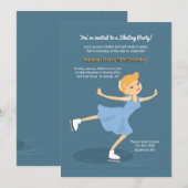 Ice Skating Girl Invitation Kaart (Voorkant / Achterkant)