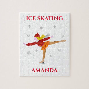 Ice skating girl puzzel met de naam van het kind.