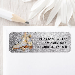 Ice Skating Glitter Birthday Return Address Etiket