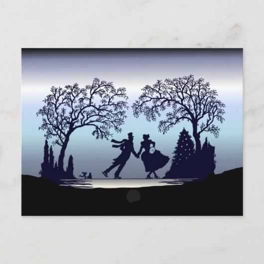 Ice Skating in the Park - Silhouette Briefkaart (Voorkant)