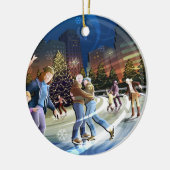 Ice Skating kerstversiering Keramisch Ornament (Links)