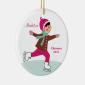 Ice Skating kerstversiering Keramisch Ornament (Rechts)