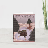 Ice Skating Kikker kerstkaart Feestdagen Kaart (Voorkant)