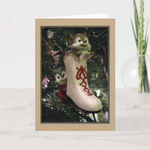 Ice Skating Mice Ornament Card Feestdagen Kaart