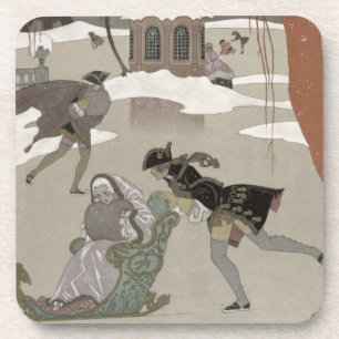 Ice Skating op het meer van de diepvries, illustra Bier Onderzetter