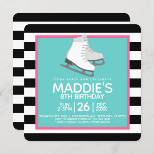 Ice Skating Party Birthday Invitations Kaart