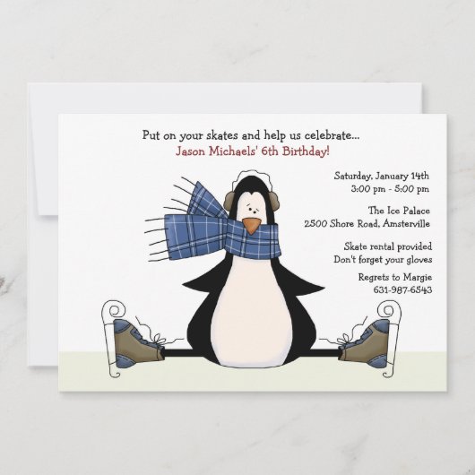Ice Skating Party Invitation bleue (Devant)