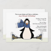 Ice Skating Party Invitation bleue (Devant / Derrière)