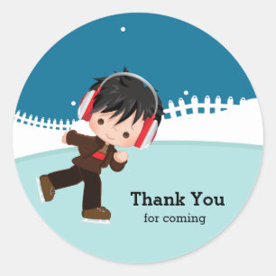 Ice Skating party Ronde Sticker