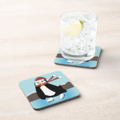 Ice Skating Penguin Bier Onderzetter (Rechterzijde)