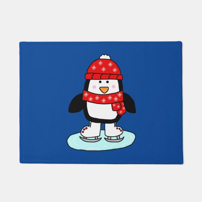 Ice Skating Penguin Deurmat (Voorkant)