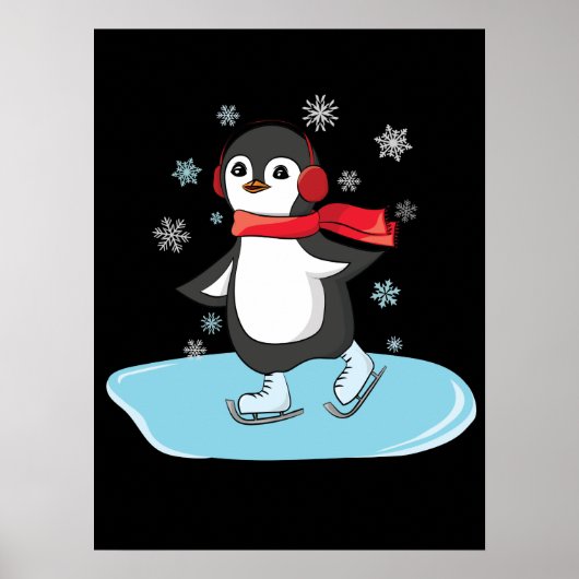 Ice Skating Penguin Poster (Voorkant)