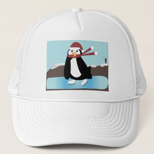 Ice Skating Penguin Trucker Pet (Voorkant)