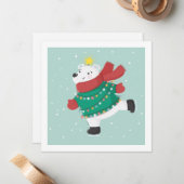 Ice Skating Polar Beer Card Notitiekaartje (Voorkant / Achterkant in situ)