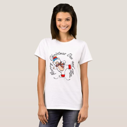 Ice Skating Polar Beer Kerstmis T-shirt (Voorkant volledig)