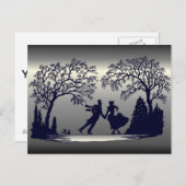 Ice Skating Pond - Silhouette Briefkaart (Voorkant / Achterkant)