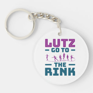 Ice Skating Pun Cute Lutz Ga naar roze Sleutelhanger