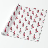 Ice Skating Red Ant Mistletoe Wrapping Paper Cadeaupapier (Uitgerold)