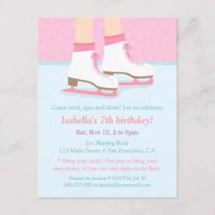 Ice Skating Rink Girls Birthday Party Invitations Kaart
