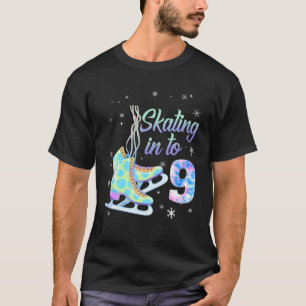 Ice Skating Rolling Tie Dye 9th Birthday Party Gir T-shirt